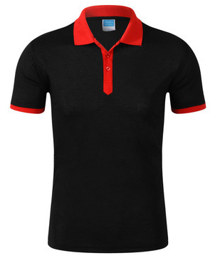 黑色配紅色領定制T恤衫款式圖片