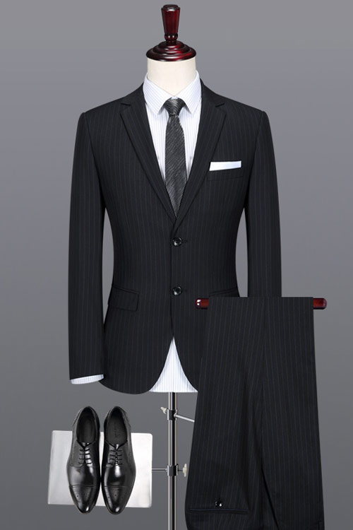 商務條紋西裝套裝定制款式效果圖