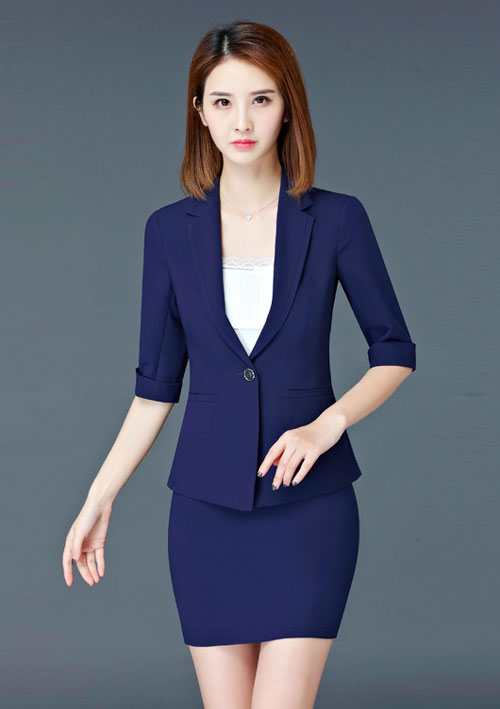 深藍(lán)色商場(chǎng)營(yíng)業(yè)員工作服款式圖
