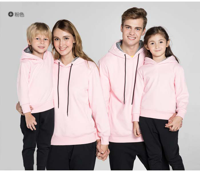 深圳工作服廠家加厚套頭衛衣定做之粉色
