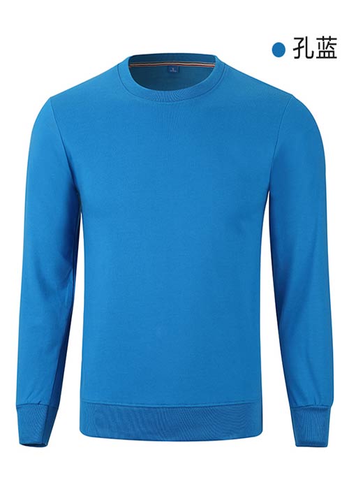 孔藍(lán)色長(zhǎng)袖圓領(lǐng)衛(wèi)衣定做