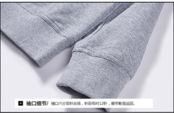 插肩袖純色線圈圓領衛衣定制之袖口細節展示圖
