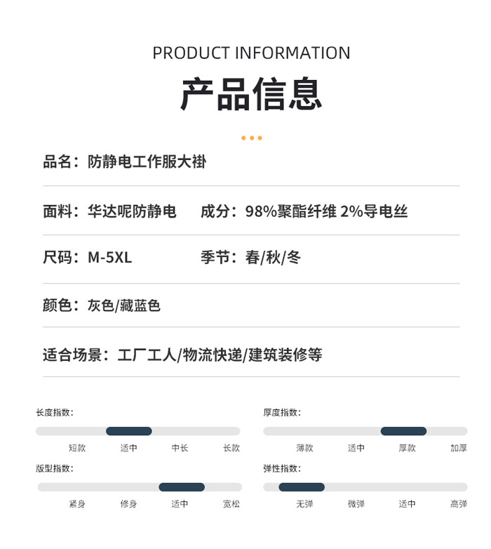 防靜電服現貨大褂產品信息圖