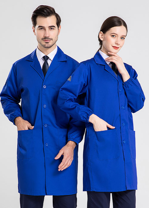 藍色長袖紗卡防靜電大褂