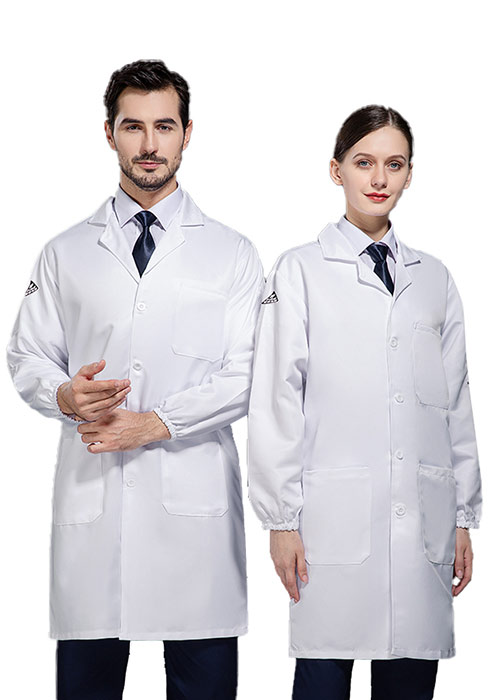 白色紗卡長袖防靜電大褂