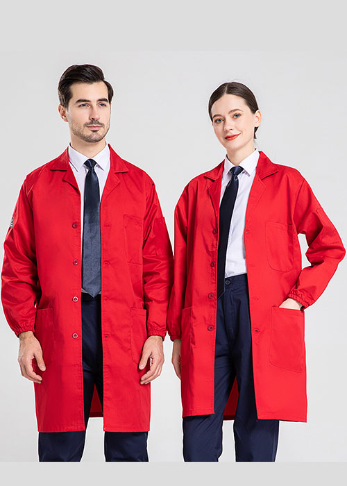 紅色紗卡長袖防靜電大褂