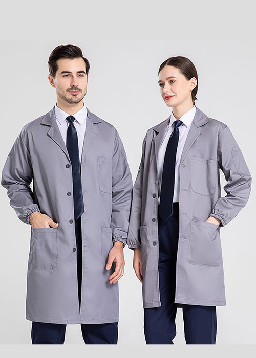 灰色紗卡長袖防靜電大褂