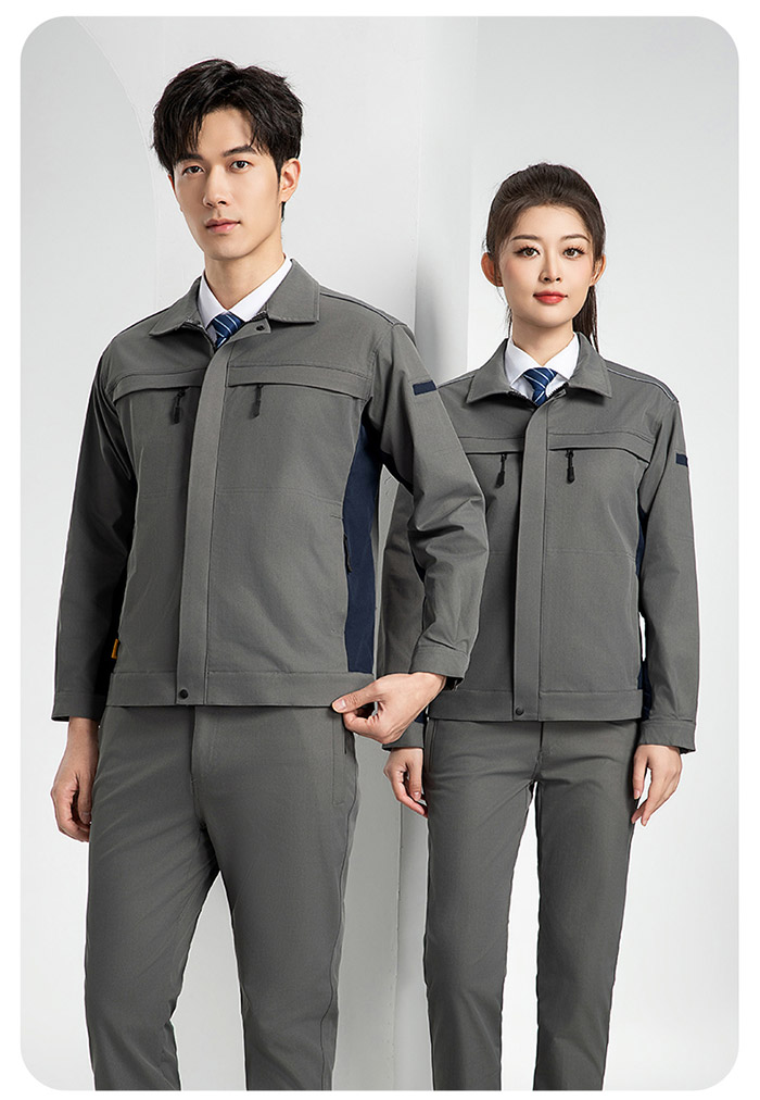 中灰色新國標防靜電服春秋工作服夾克正面展示圖