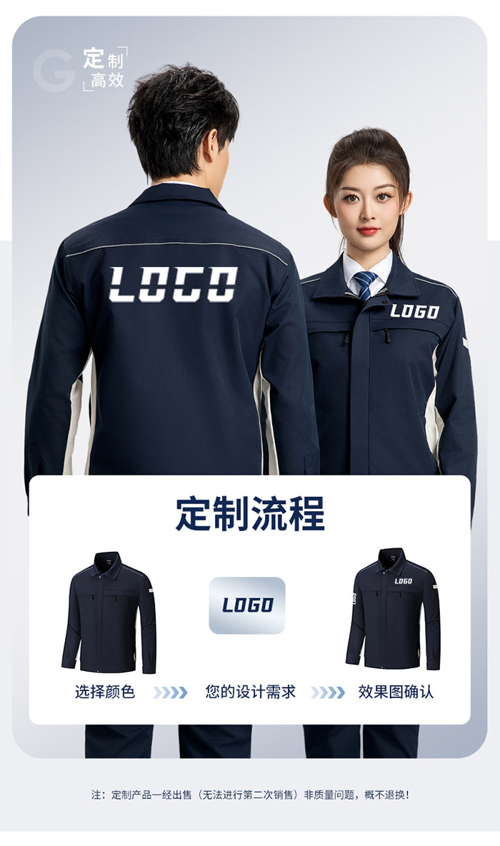 新國標防靜電服春秋工作服LOGO定制流程圖