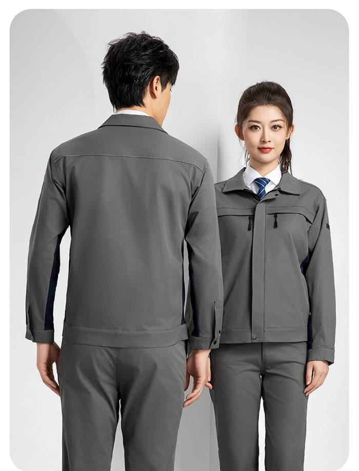 中灰色新國標防靜電服春秋工作服夾克背面展示圖