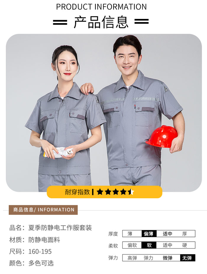 防靜電短袖夾克款式產品信息圖